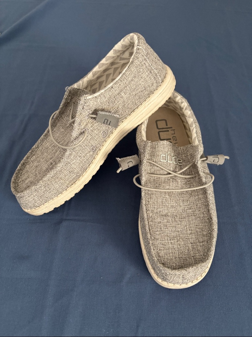Hey Dude Men's Casual Slip-On Loafers in Heather Gray and Ivory